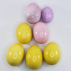 Vintage Polished Stone Easter Eggs Lot Yellow Pink Purple